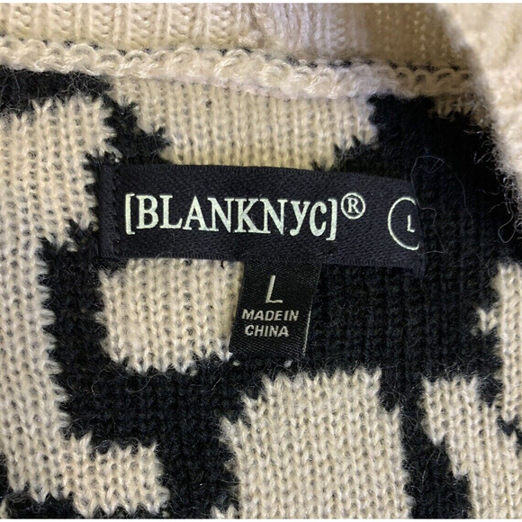 Blank NYC Long Sweater Womens Large Beige OpenFront Safari Animal Print Cardigan - Picture 6 of 12